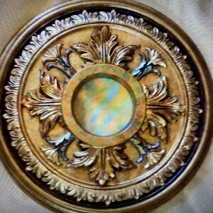 Elegant Gold and Black Hand Painted Ceiling Medallion, 16” -Canopies up to 5.5”